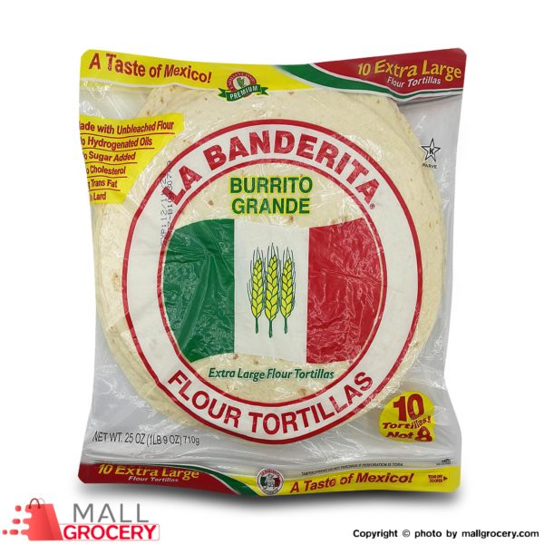 La Banderita-Burrito Grande Bread Extra Large flour Tortillas 10x10" A Taste Of Mexico 25 Oz 710