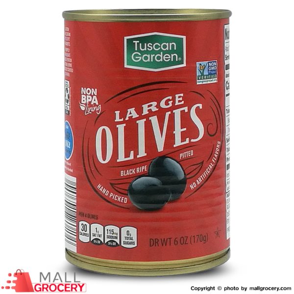 Tuscan Garden-Large Olives Black Ripe Pitted 6 Oz 170 Gr