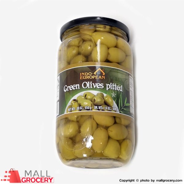 Indo European-Green Olives Pitted 14 Oz