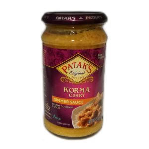 Patak s-Simmer Sauce Korma Curry Cream Coconut Spices Mild - 15 Oz 425 Gr Tastes Of India