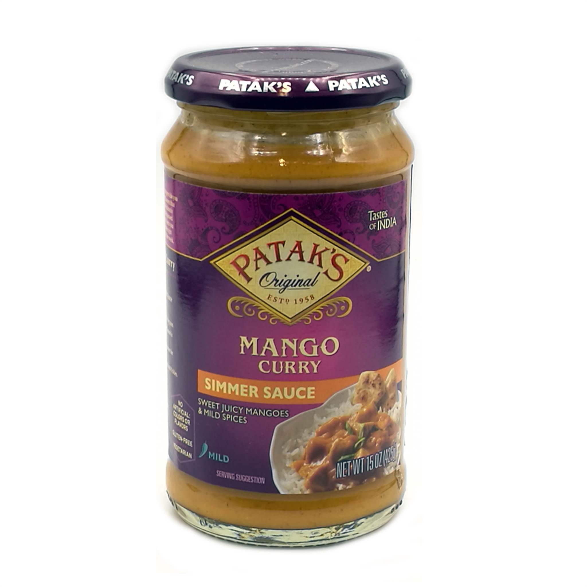 Patak S-Mango Curry Simmer Sauce Sweet Juicy Spices Mild – 15 Oz 425 Gr ...