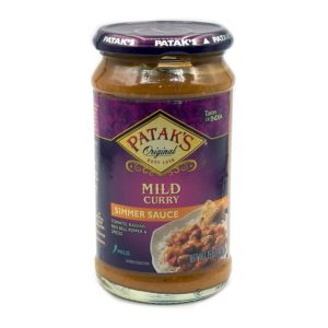 Patak s-Mild Curry Simmer Sauce Tomato Raisins Red Bill Pepper Spices Mild - 15 Oz 425 Gr India