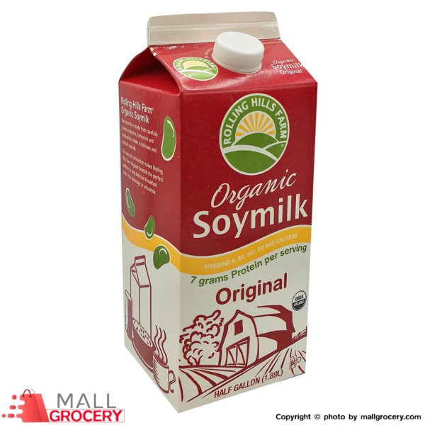 Rolling Hills Farm-Organic Soymilk Vitamin A B2 B12 D2 Calcium Half Gallon 64 fl oz 1.89 l