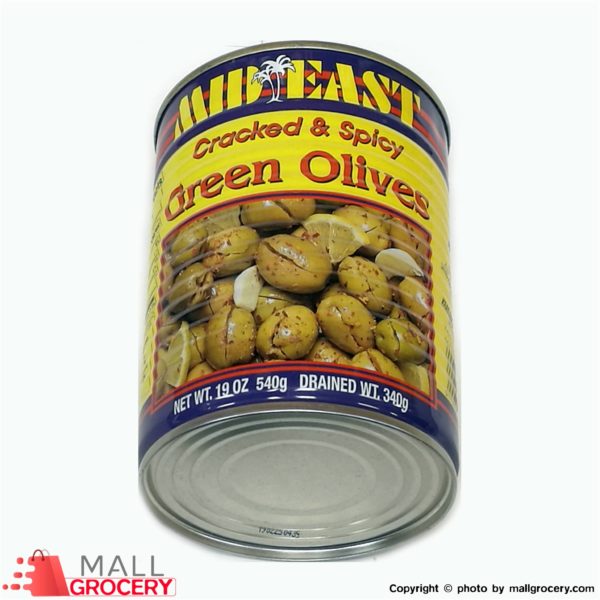 Mideast-Cracked Spicy Green Olives 19 Oz