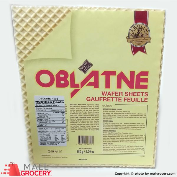 Oblatne-Wafer Sheets Gaufrette Feuille 150 Gr - 5.29 Oz