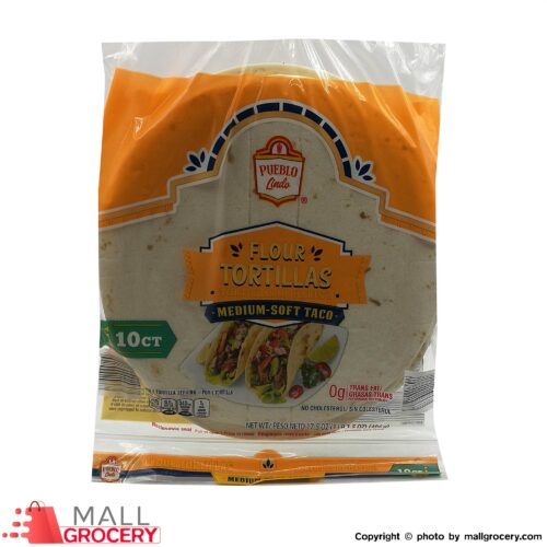 Pueblo Lindo-Flour Tortillas Medium Soft Taco 10x8" 49 gr Bread 17.5 Oz 496 Gr