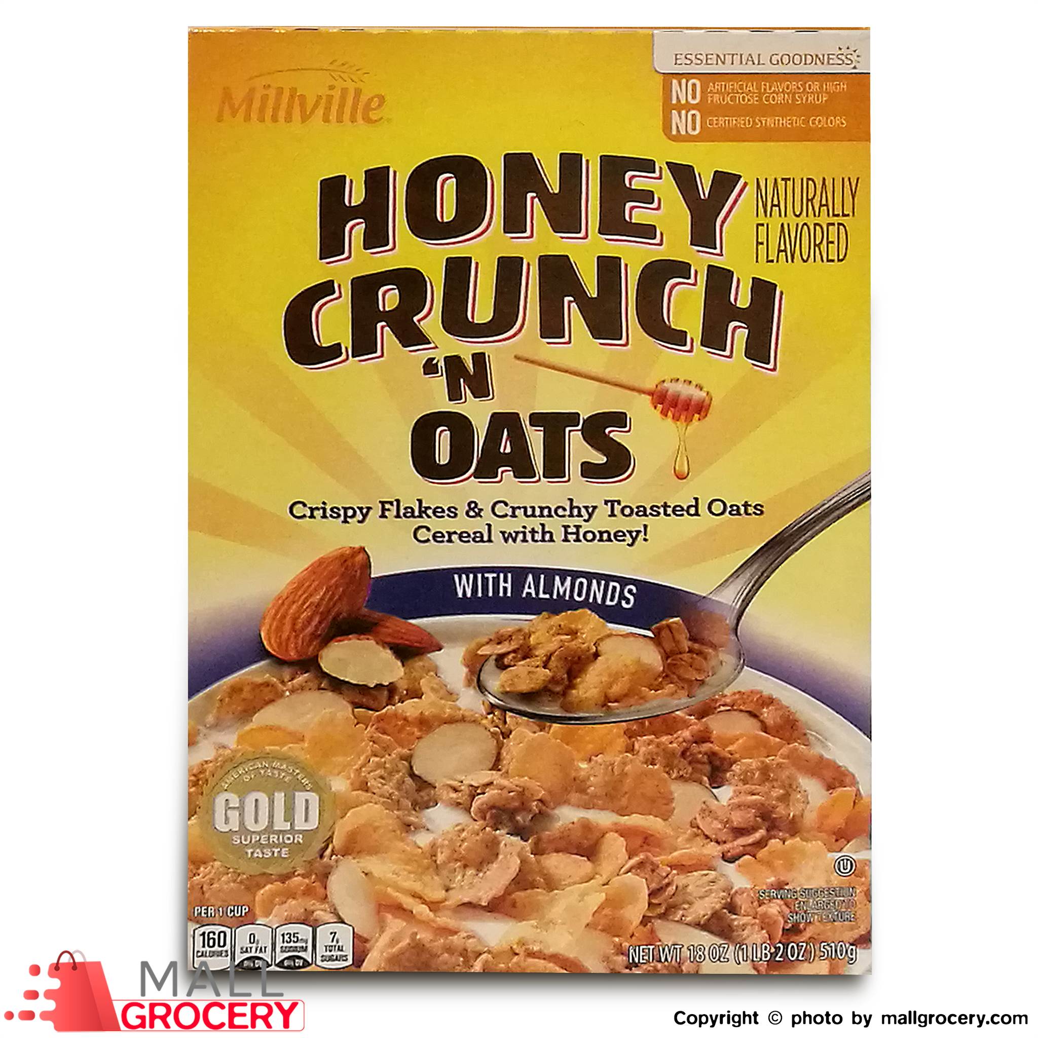 Millville Honey Crunch N Oats Cereal With Almonds Honey 18 Oz 510 Gr