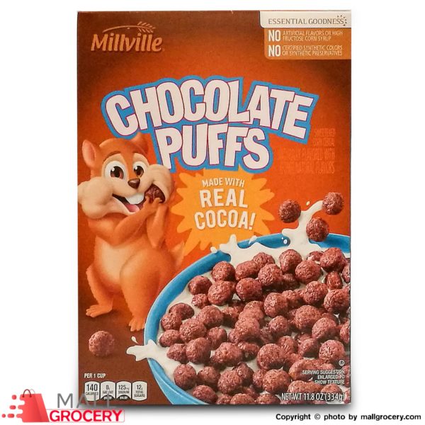 Millville-Chocolate Puffs Real Cocoa 11.8 Oz 334 Gr