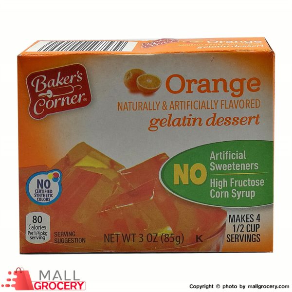Baker s Corner-Orange Gelatin desser 3 Oz 85 G
