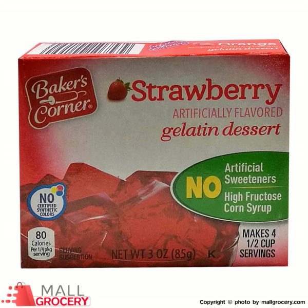 Baker s Corner-Strawberry Gelatin desser 3 Oz 85 G