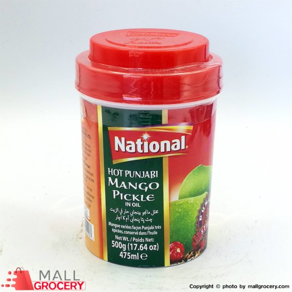 National-Hot Punjabi Mango Pickle In Oil 17.64 Oz 500 Gr