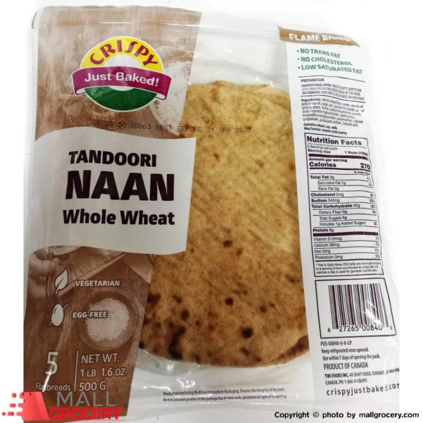 Crispy Tandoori Naan Whole Wheat 5 Flat Breads16 Oz