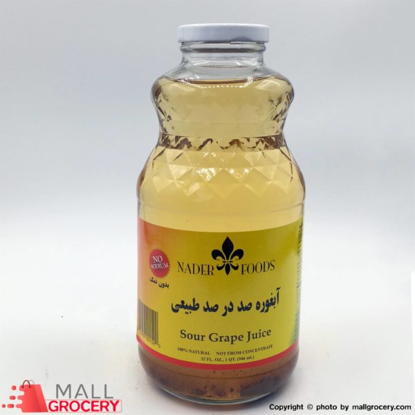Nader Foods-Sour Grape Juice 100 Natural - No Sodium 32 Fl Oz 992 Gr 946 Ml