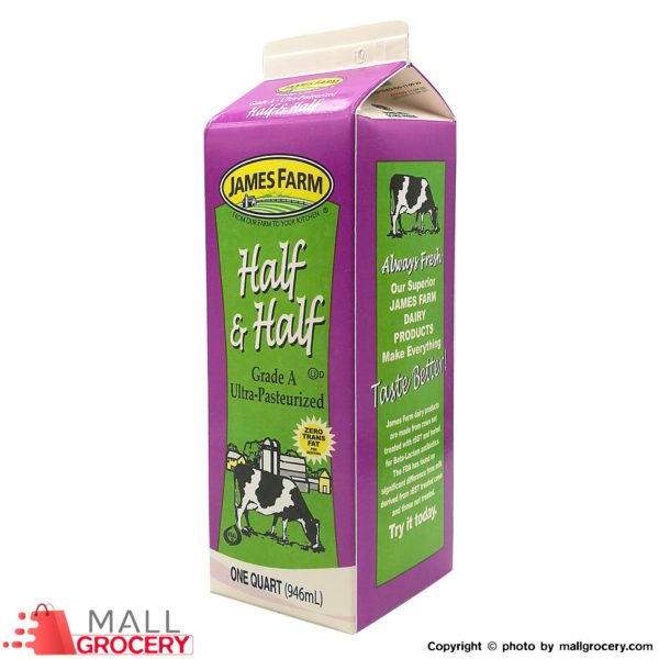 James Farm-Half Half Milk Grade A Ultra-pasteurized One Quart 946 ml