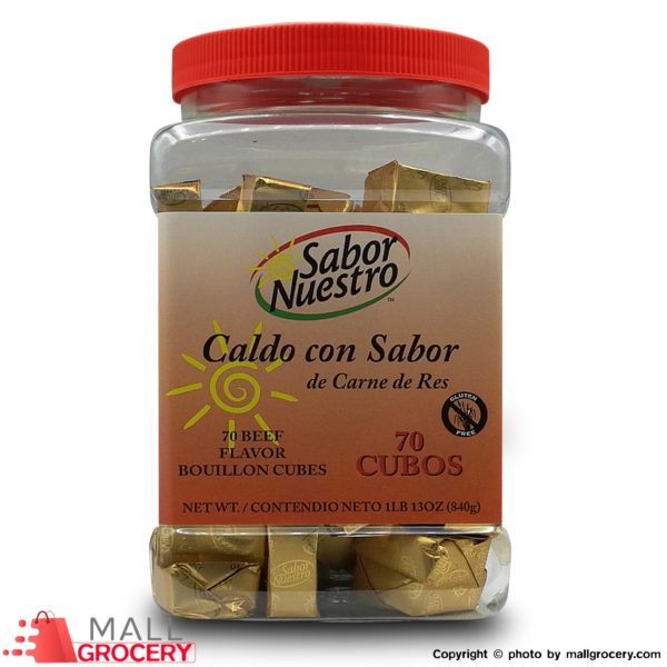 Sabor Nuestro-Caldo Con Sabor De Carne De Res Beef Flavor Bouillon 70 Cubes Each 0.42 Oz 12 Gr