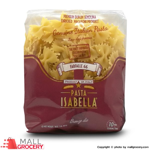 Italian Pasta Isabella-Farfalle 66 Premium Durum Semolina Enriched Macaroni Product 16 Oz - 454 Gr