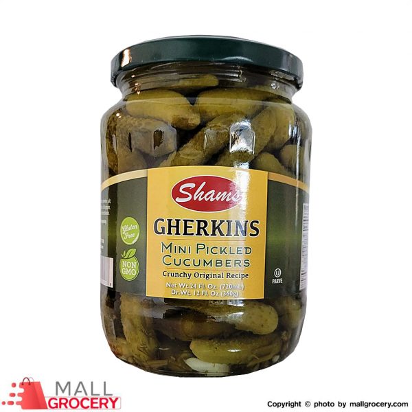 Shams-Cucumbers Gherkins Mini Pickles 12/24 oz. 720ml