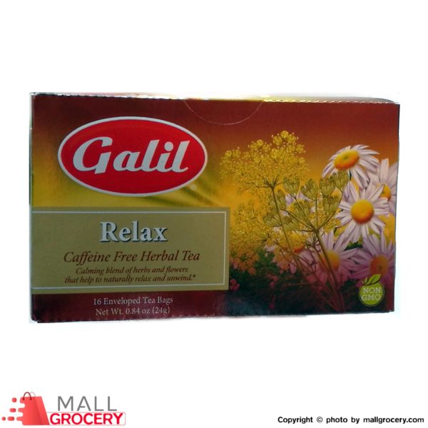 Galil-Relax Caffeine Free Herbal Tea 16 Enveloped Tea Bags 0.84 Oz