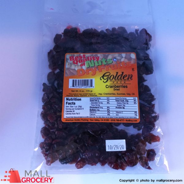 Golden Pack-Cranberries Dried 6 Oz 170 Gr