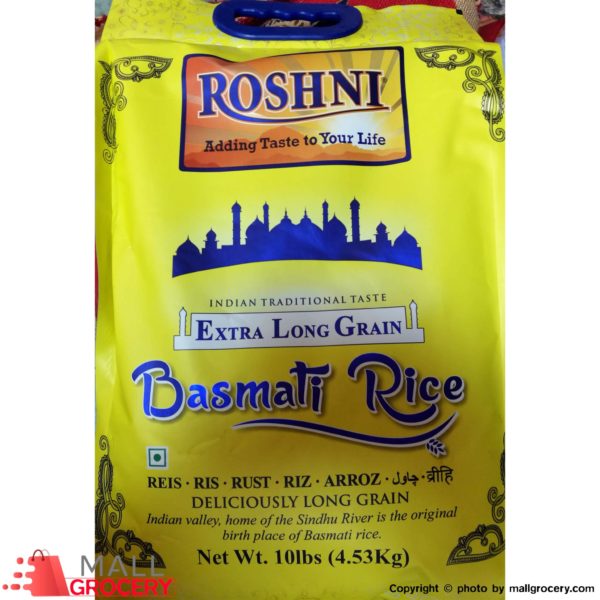 Roshni-Extra Long Grain Basmati Rice 10 Lb/4.53 Kg