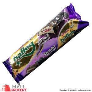 Ulker-Halley Milk Chocolate Coated Sandwich Biscuits with black mulberry marmalade 2.6 Oz 74 Gr