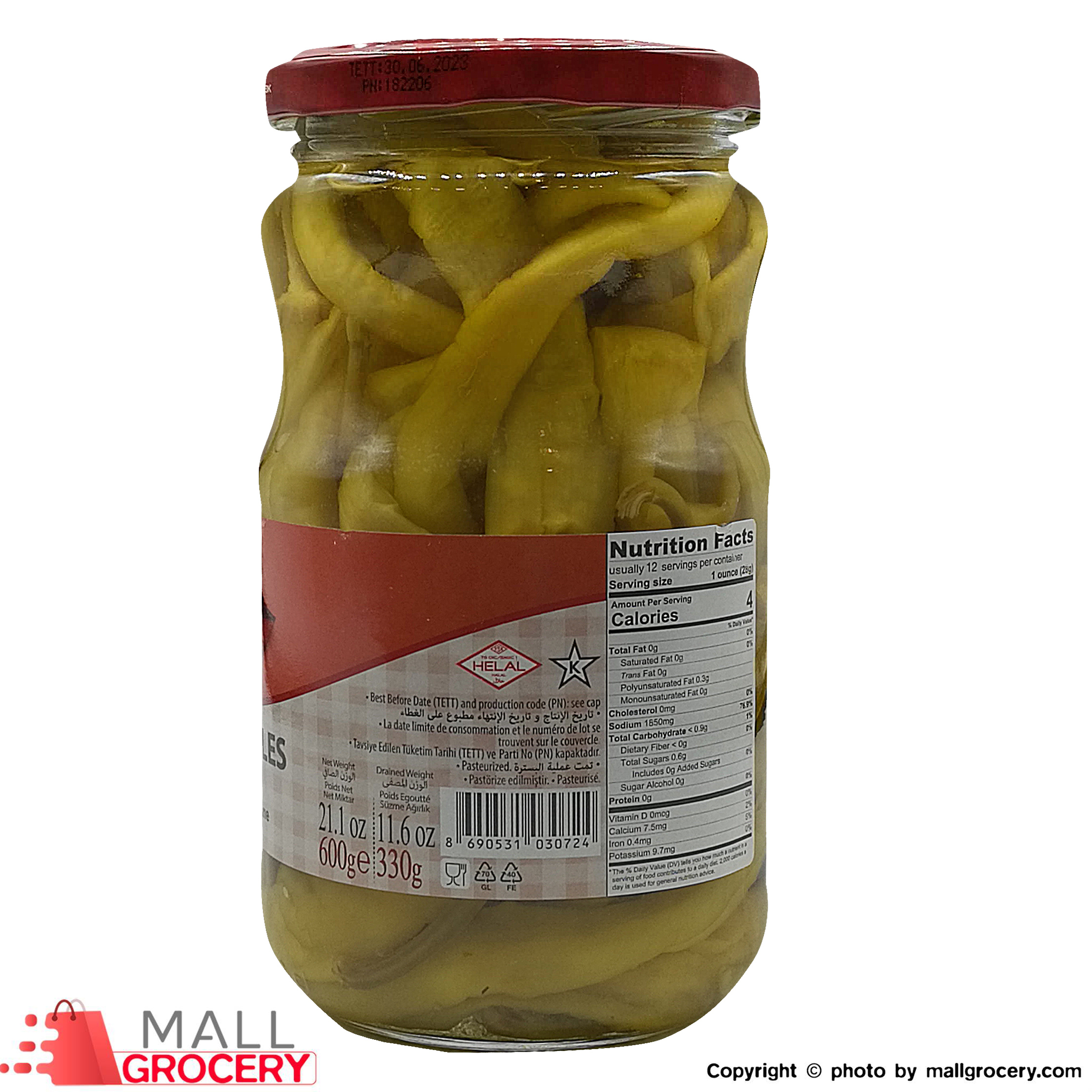 Berrak-Pepper Pickles 21 Oz 600 Gr Long Poivron Jaune - Image 2