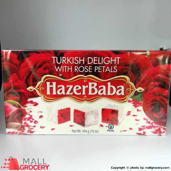 Hazerbaba-Turkish Delight With Rose Petals 16 Oz 454 Gr