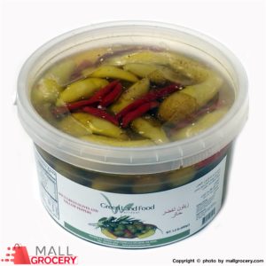 Green Land-Food Spicy Green Olives Yellow Peppers 680gr