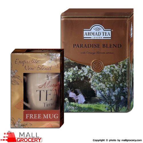 Ahmad-Tea 500 Gr Loose Tea Tin-Paradise Blend Gold+Mug