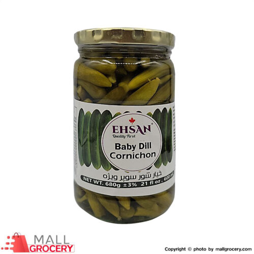 Ehsan-Pickled Baby Dill Cornichon-Cucumber in Brine Super- 680 Gr 600 ml