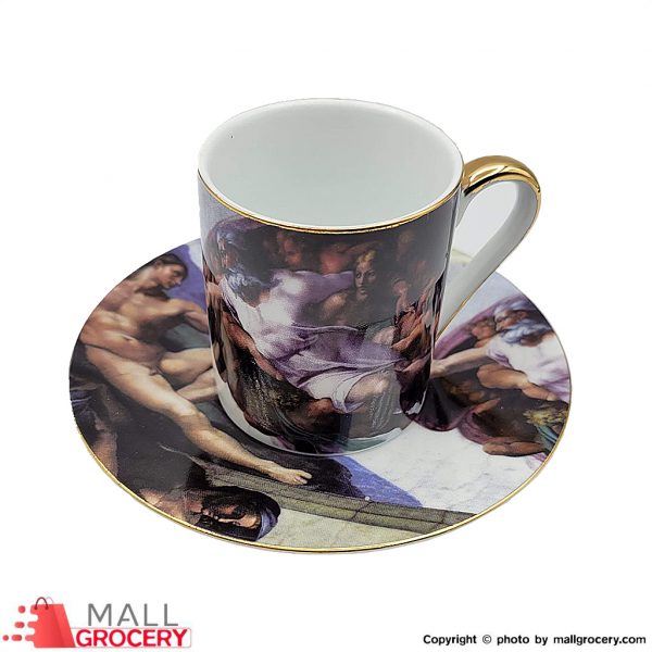 Chinese Mug and Saucer with Man and Woman Design-Set of 6