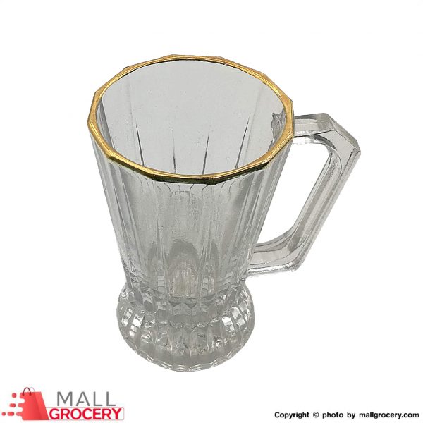 Golden Star-Glass Mug Golden Edge With Handle-Set of 6