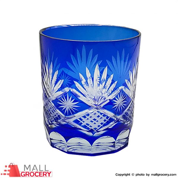 Glass Mug Cut Crystal Whiskey Cobalt Blue