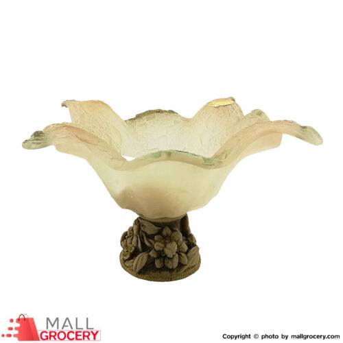 Bronze Glass Fruit Bowl with Wooden Base