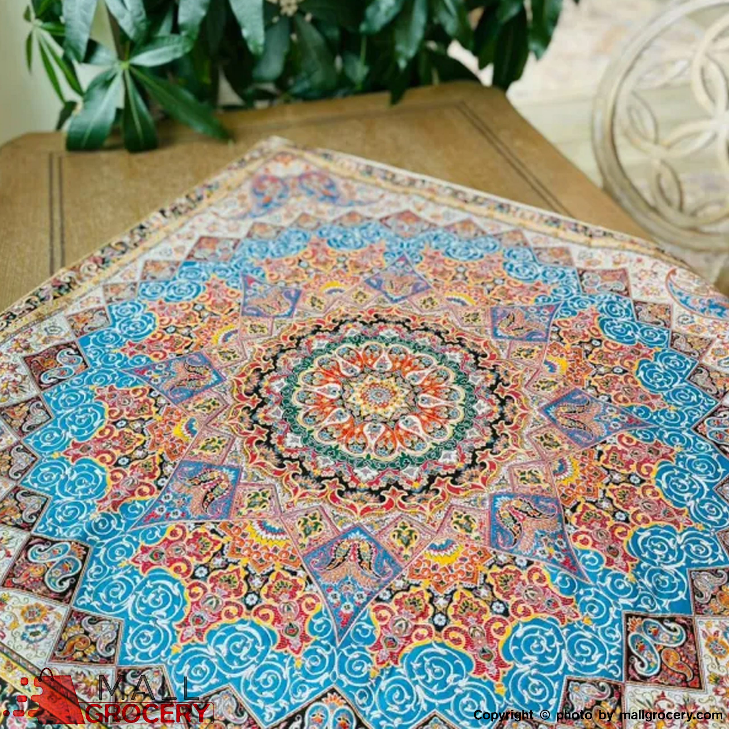 Hand Painted and Hand-Woven Unique Designed Table Cloth-The art of Termeh-40x38-107 - Image 2