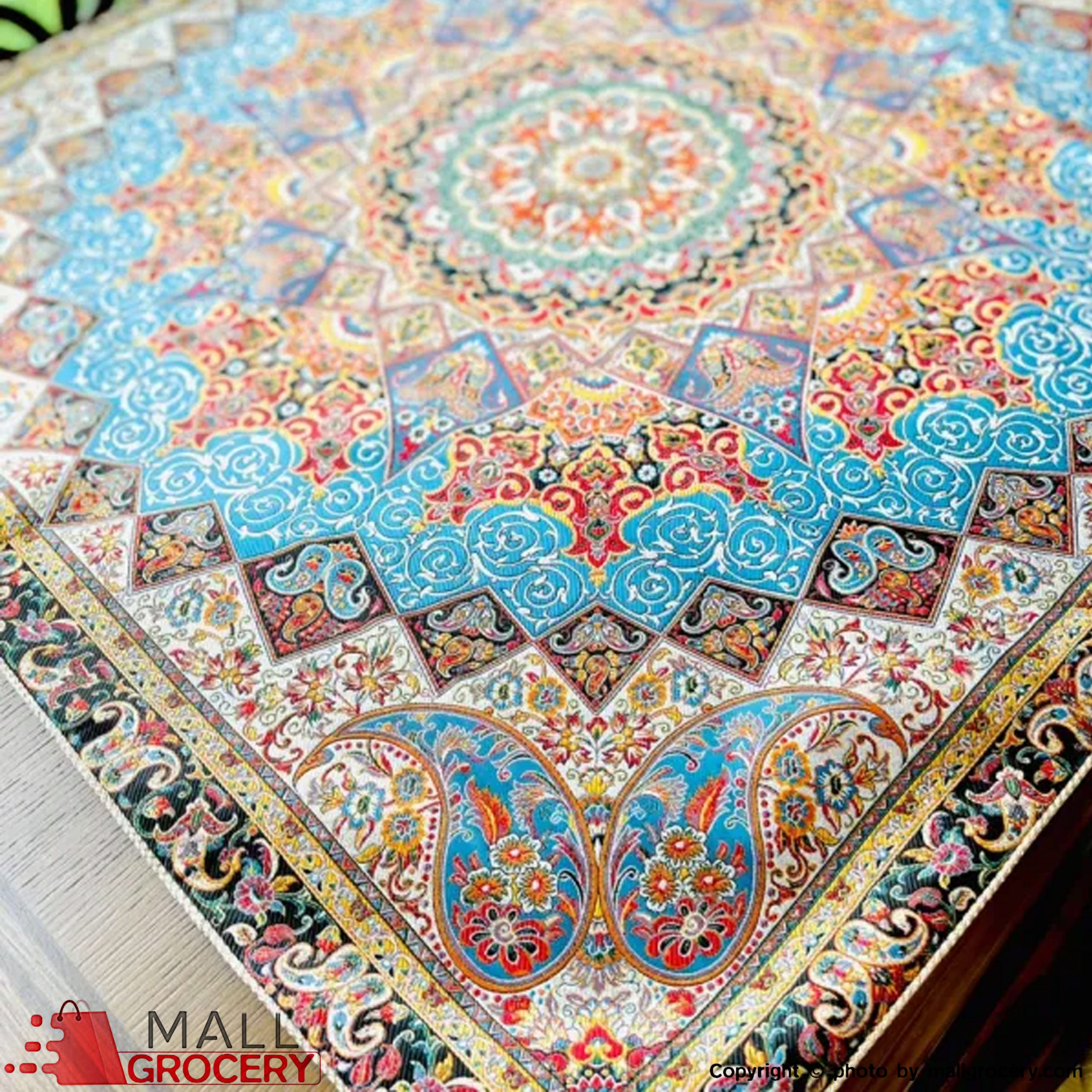 Hand Painted and Hand-Woven Unique Designed Table Cloth-The art of Termeh-40x38-107 - Image 3
