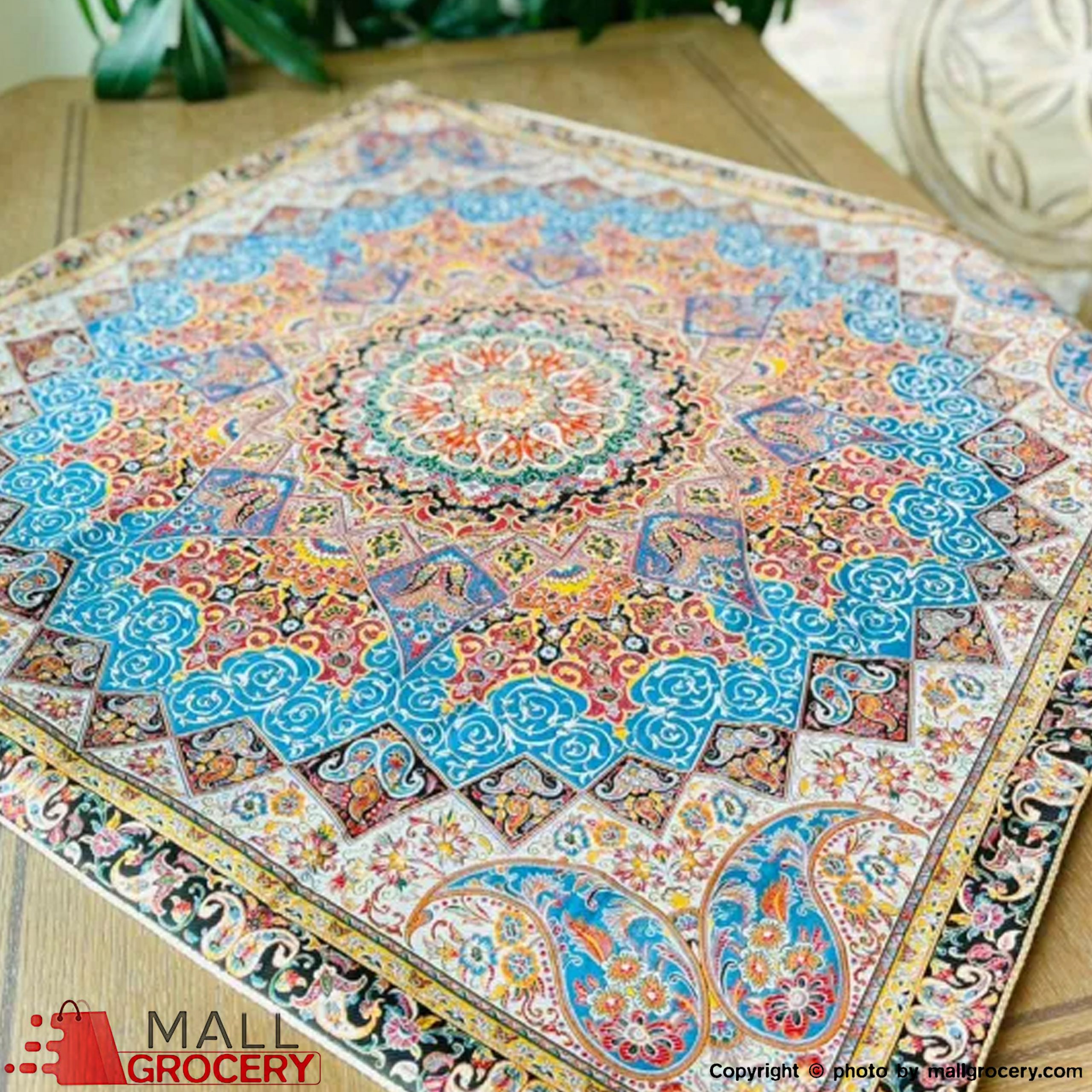 Hand Painted and Hand-Woven Unique Designed Table Cloth-The art of Termeh-40x38-107 - Image 4
