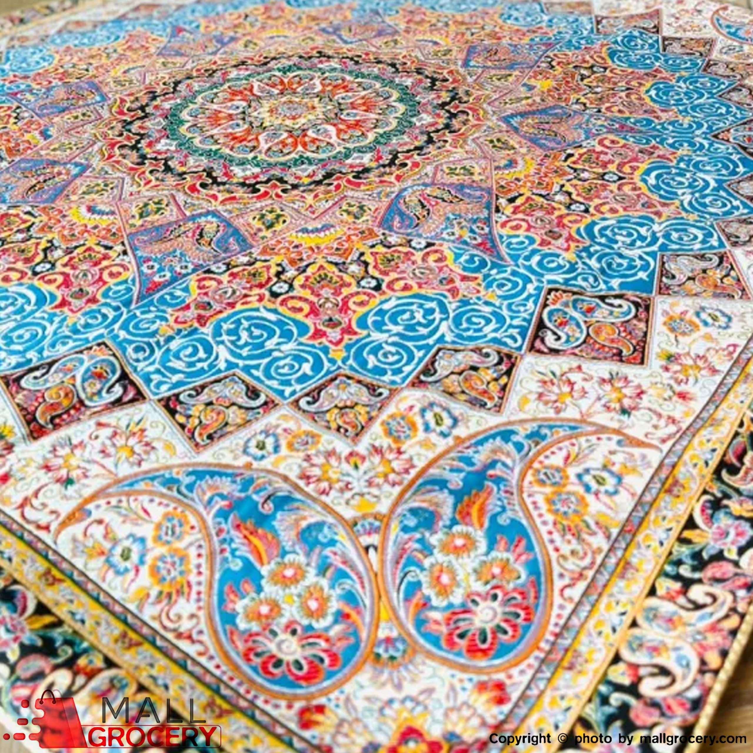 Hand Painted and Hand-Woven Unique Designed Table Cloth-The art of Termeh-40x38-107 - Image 6