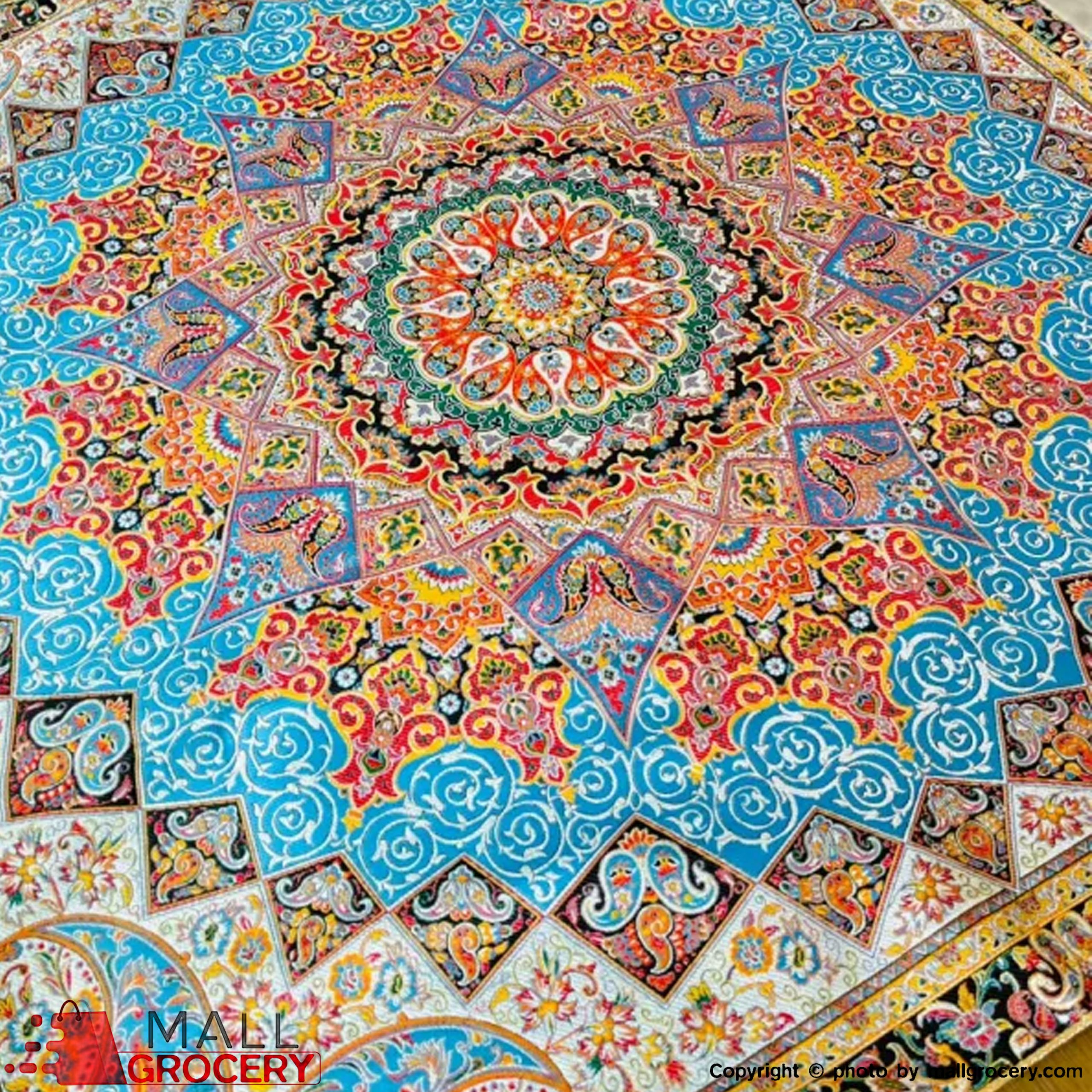 Hand Painted and Hand-Woven Unique Designed Table Cloth-The art of Termeh-40x38-107 - Image 7