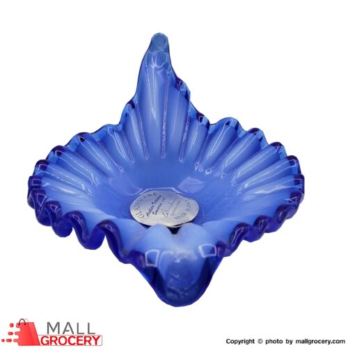 Bowl Glass Blue Double Crimped Edge Decorative