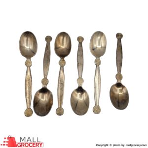 Spoon Brass Patterned Old-Set of 6