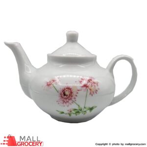 Teapot White with Flowers Pink