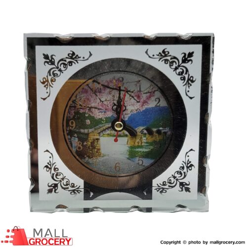Clock Tabletop Crystal Square Patterned