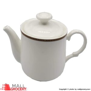 Teapot White Ceramic With Golden Rim