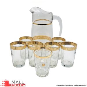 Valivan Glass Pitcher With Golden rRm (7 Glasses)