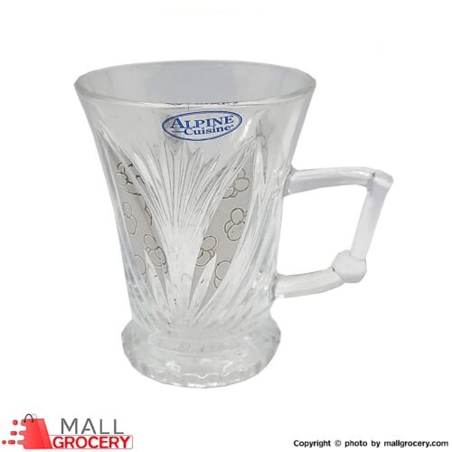 Alpine Cuisine-Tall Glass Cup with Patterned Handle-Set of 6