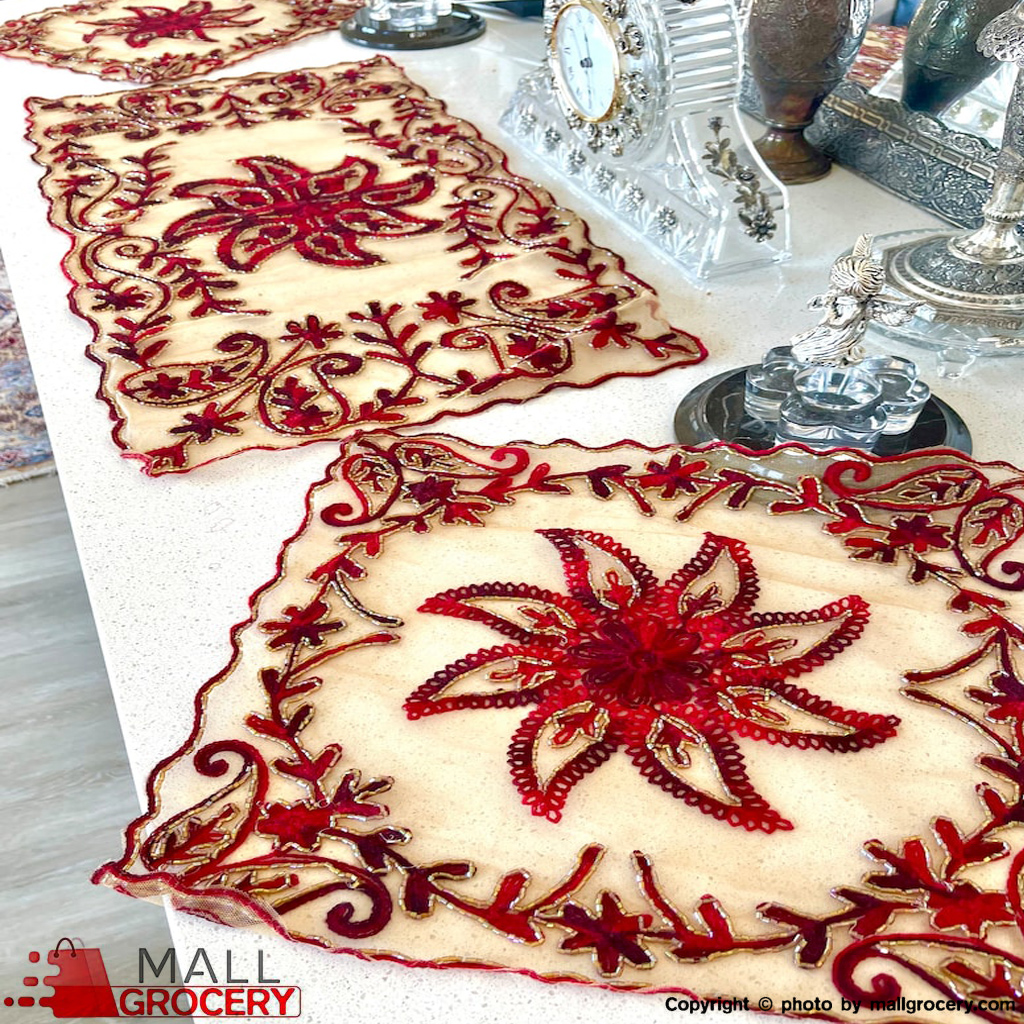 Hand-Woven Table Cloth with Traditional Patterns 3 pieces
