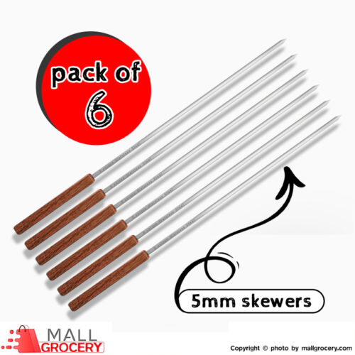 B unique-Barbecue Skewers BBQ58654- Wooden Handle 5 mm 6 pcs