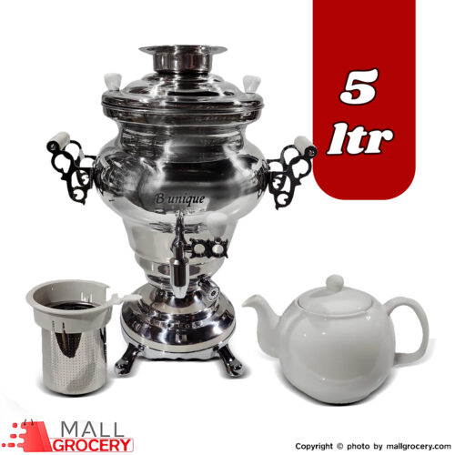 B unique-Samavar Stainless Steel+ Porcelain Teapot- 5 Litter 1000W 110V- AGS58705