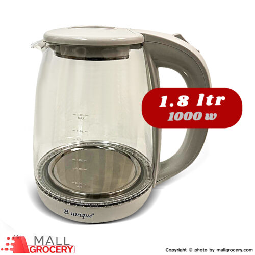 B Unique- KETTLE Electric Glass 1.8L White 1000W 110V